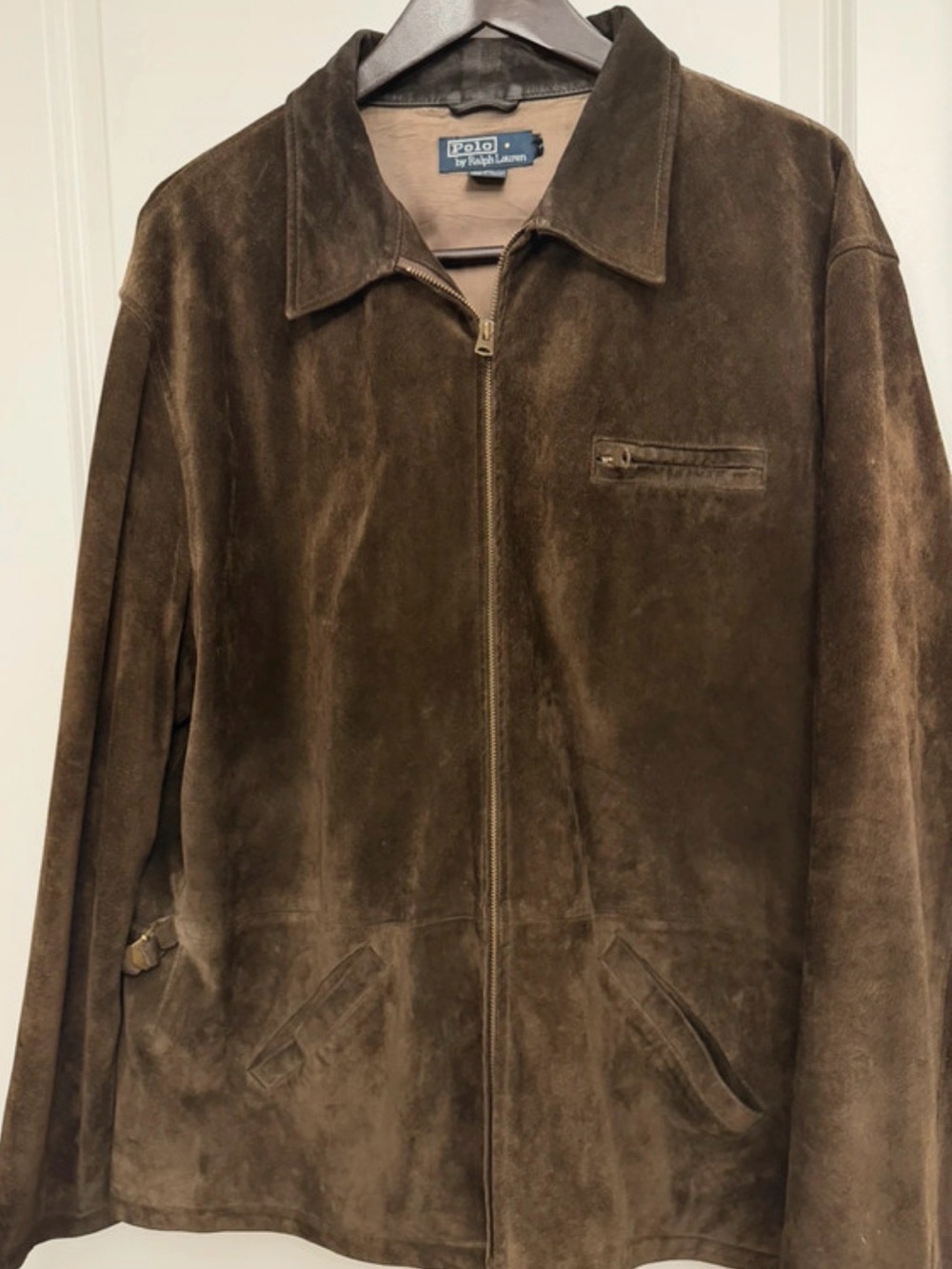 Polo Ralph Lauren Brown Suede Zip Up Bomber Jacket Mens XL
